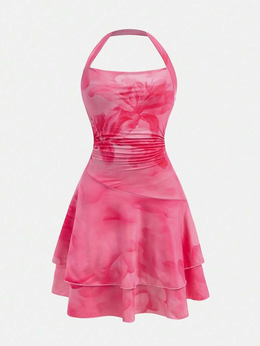 Rochie Tween Girl Fusion casual cu imprimeu floral și talie încrețită, confortabilă și minimalistă