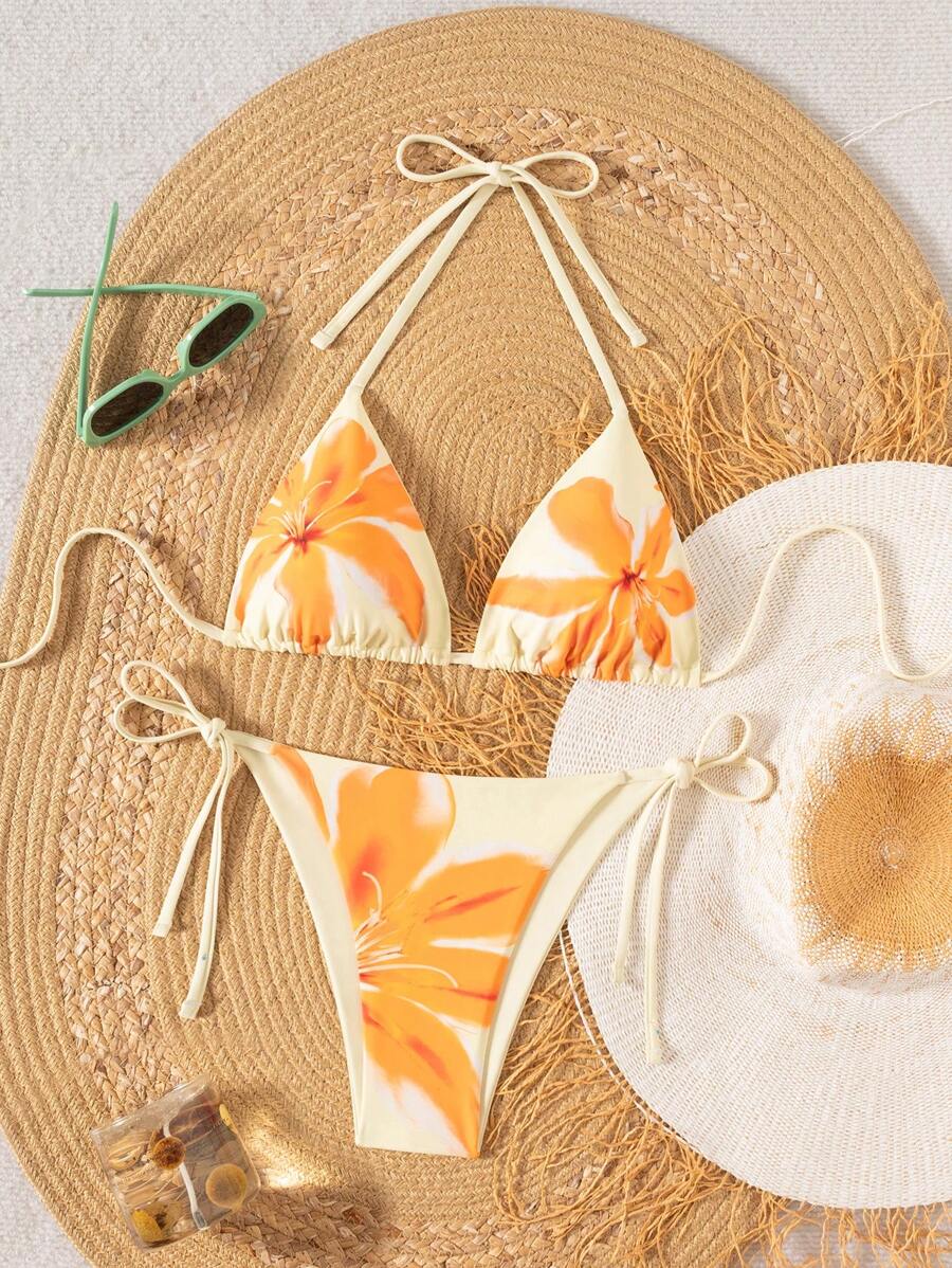 Swim Mod Set di bikini in tinta unita con laccetti, costume da bagno estivo per donna elegante, sexy, da spiaggia, per festa, vacanza, danza, primavera