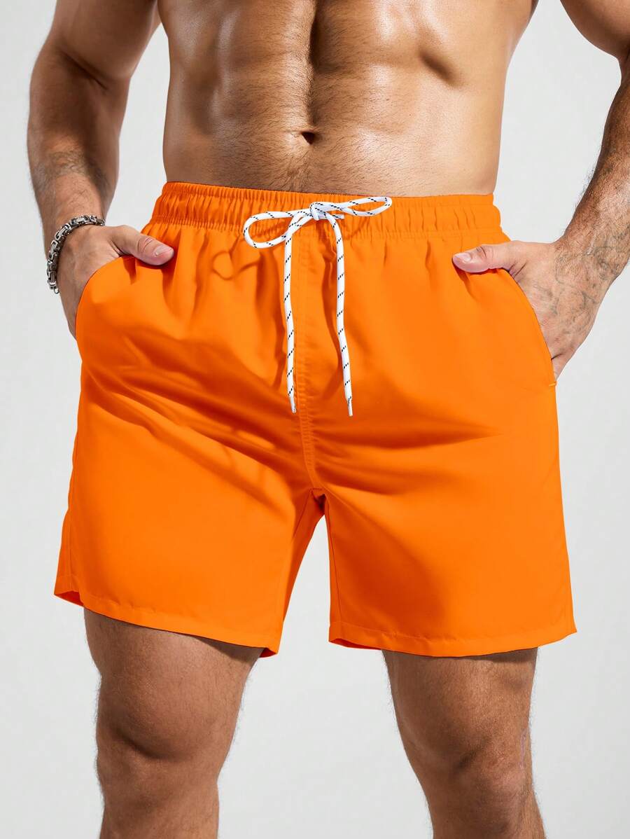 Manfinity Swimmode Men Slant Pockets Drawstring Waist Swim Trunks