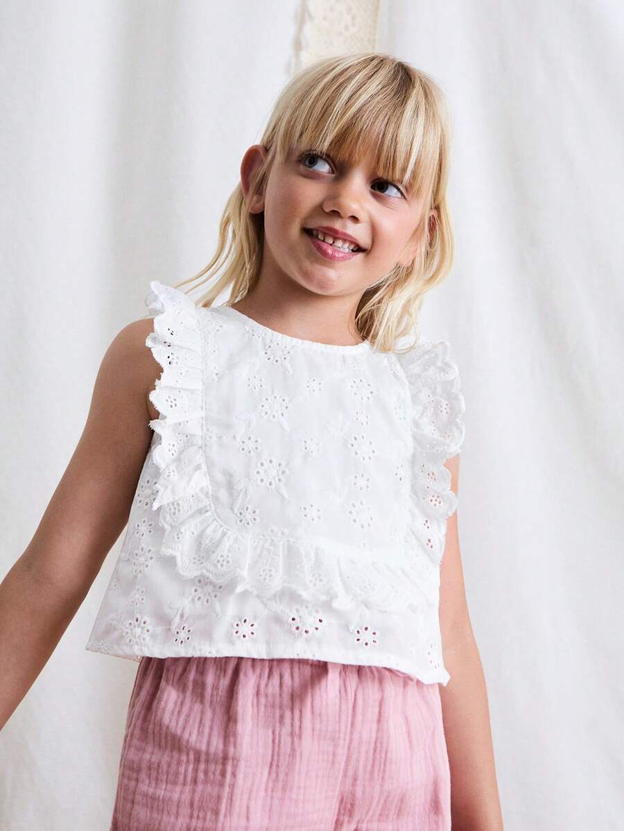 Maija Kids Maija Kids Young Girl Tie-Dye Embroidered Ruffle Collar Fashion Blouse