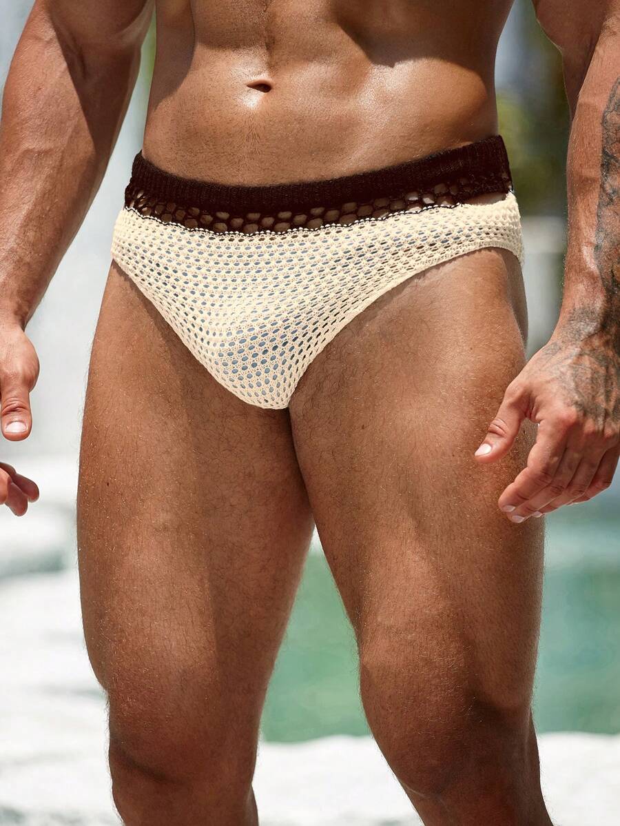 Manfinity VDAYZ Chiloți sexy la modă pentru bărbați, cu scobituri în culori contrastante