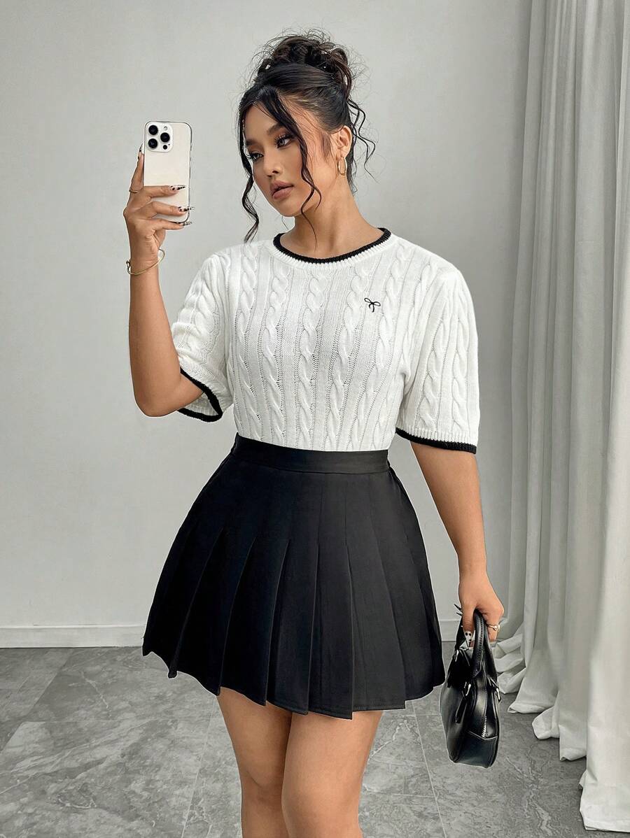 Celure Simple & Fashionable Embroidered Plus Size Knit Sweater