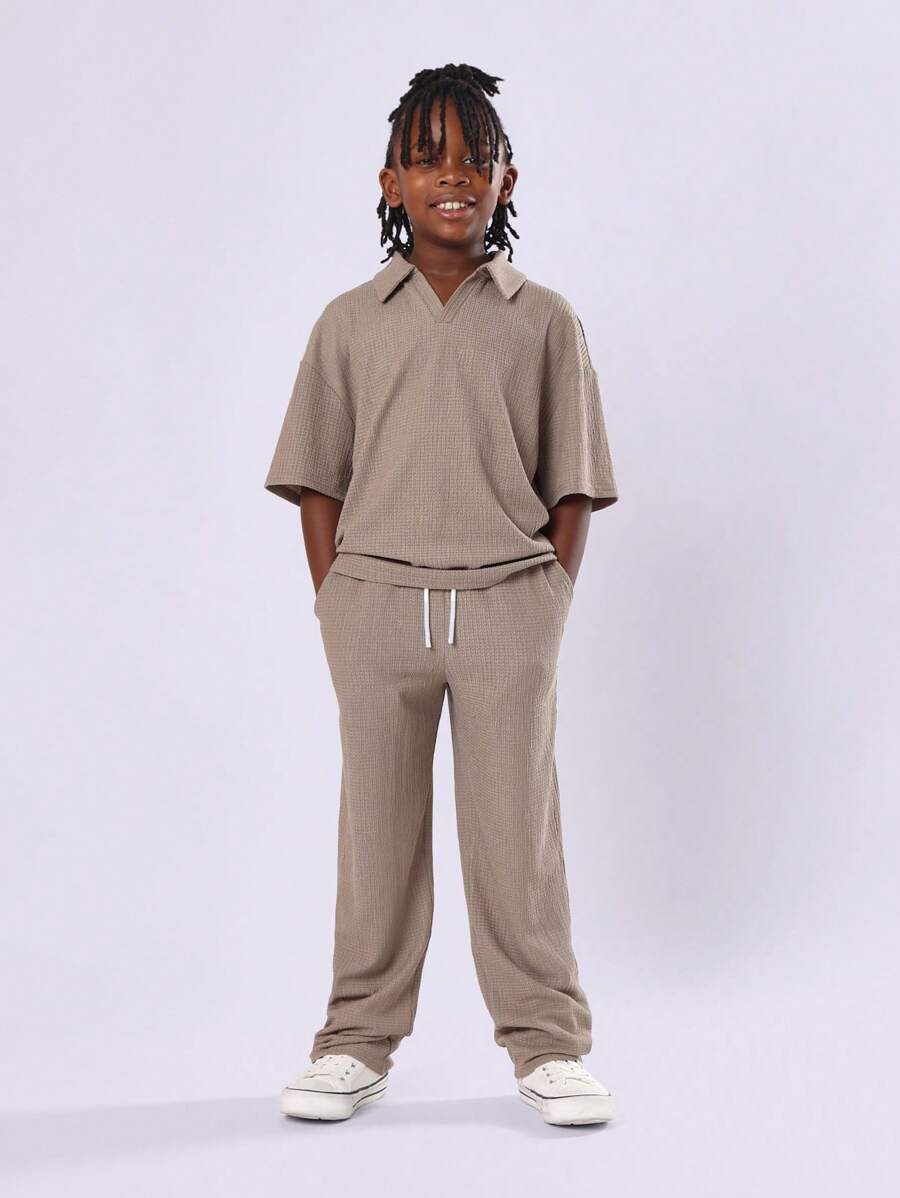 SUMWON Conjunto coordinado de felpa tipo polo, ropa de estar en casa casual y cómoda