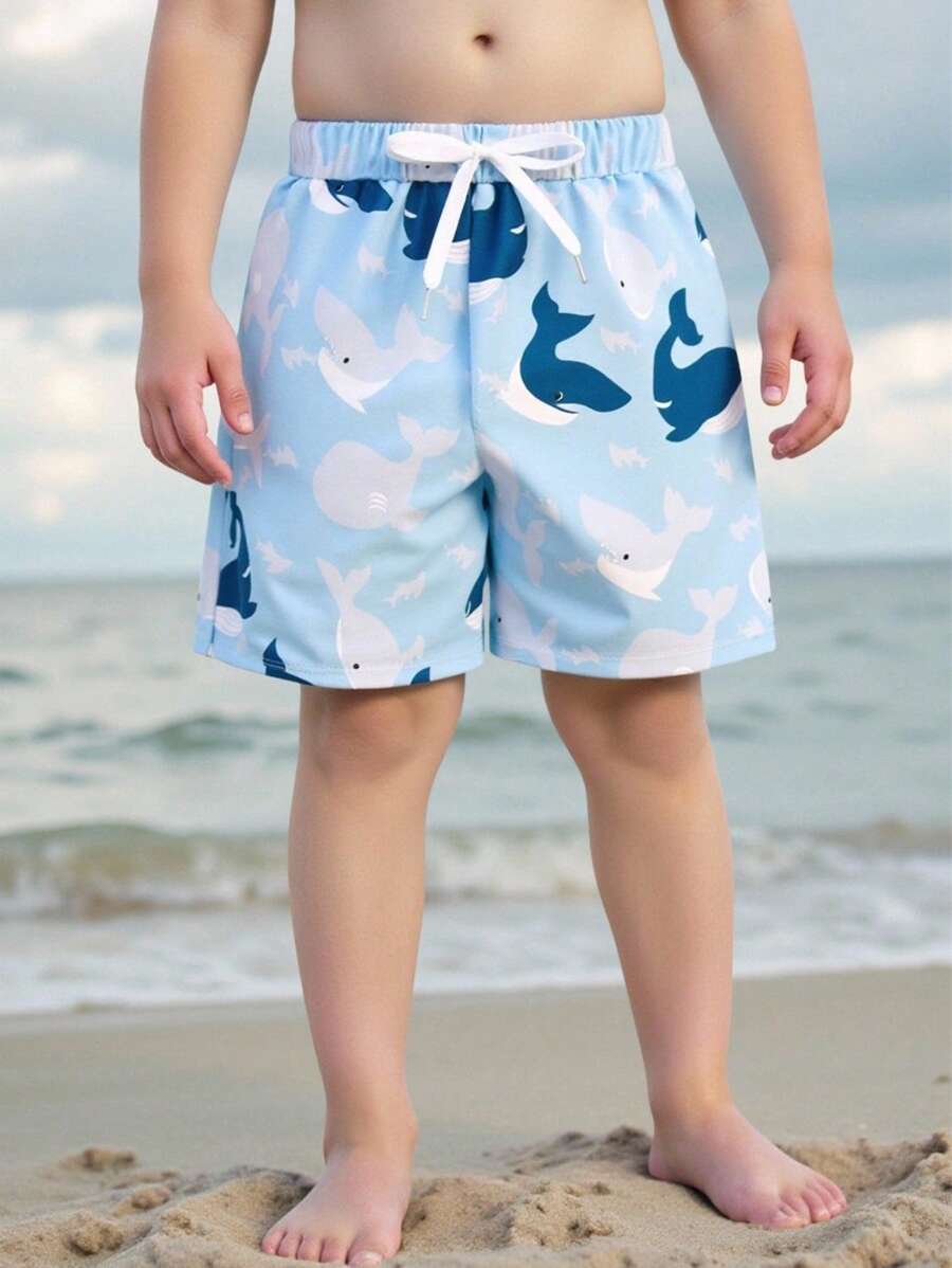 Pantalones cortos de playa con estampado de delfín adorable para niño pequeño
