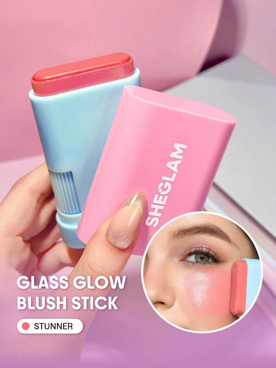SHEGLAM Glass Glow Blush Stick-Stunner Graduation Birthday Holiday Summer Fall Autumn Y2K Fancy Fashion Women Makeup Cosmetic Party Beach Travel Camping Outdoors School Campus Trip Festivals Decor Gift Present Rose Girl Cosplay Best Color Charm Vibe