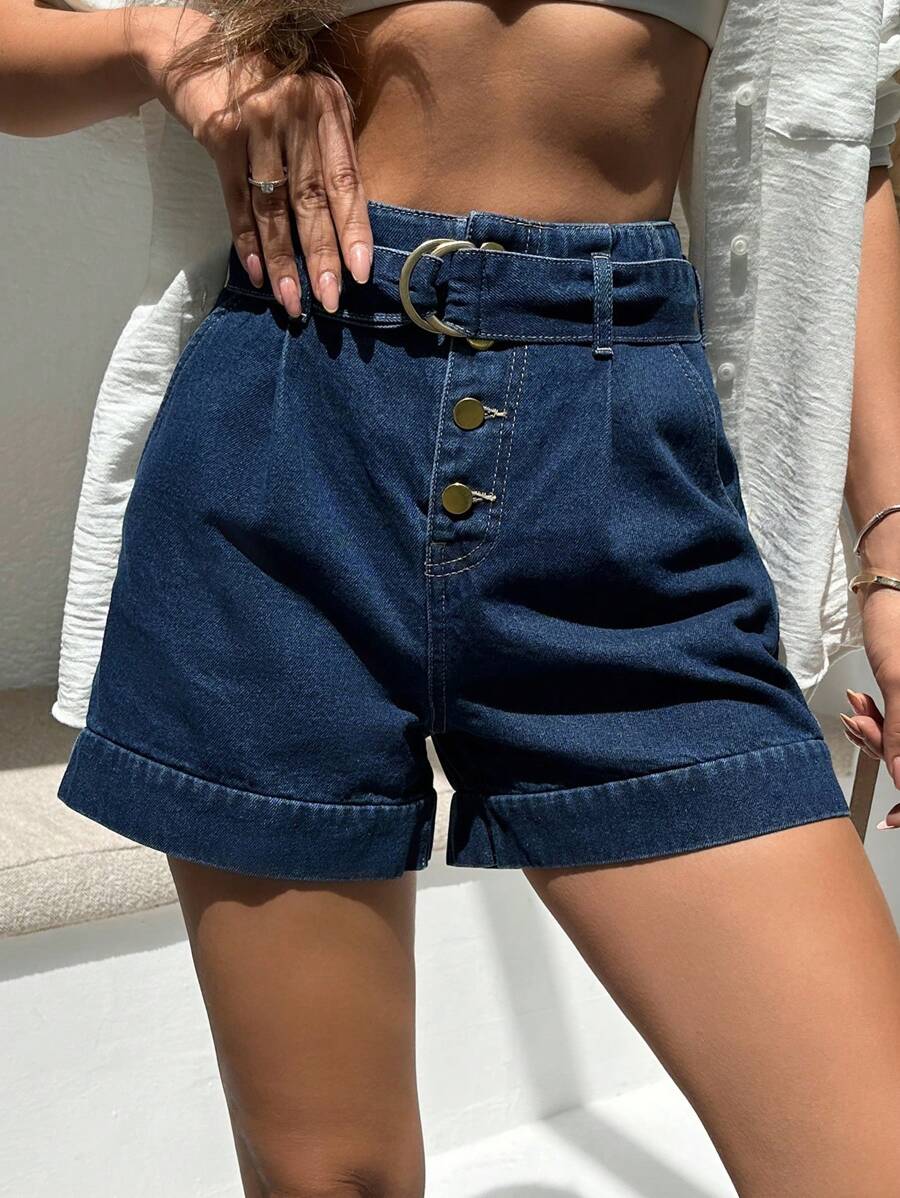 Short mini avec ceinture à la taille papier