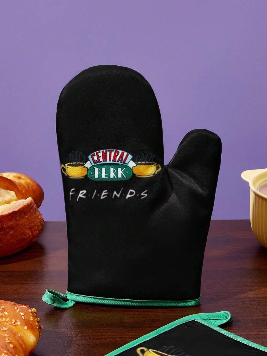 FRIENDS X SHEIN Accesorios de cocina resistentes al calor con estampado de Maldivas y Trilu, a elegir entre guantes o agarradores, aptos para el horno, con aislamiento de almohadilla gruesa