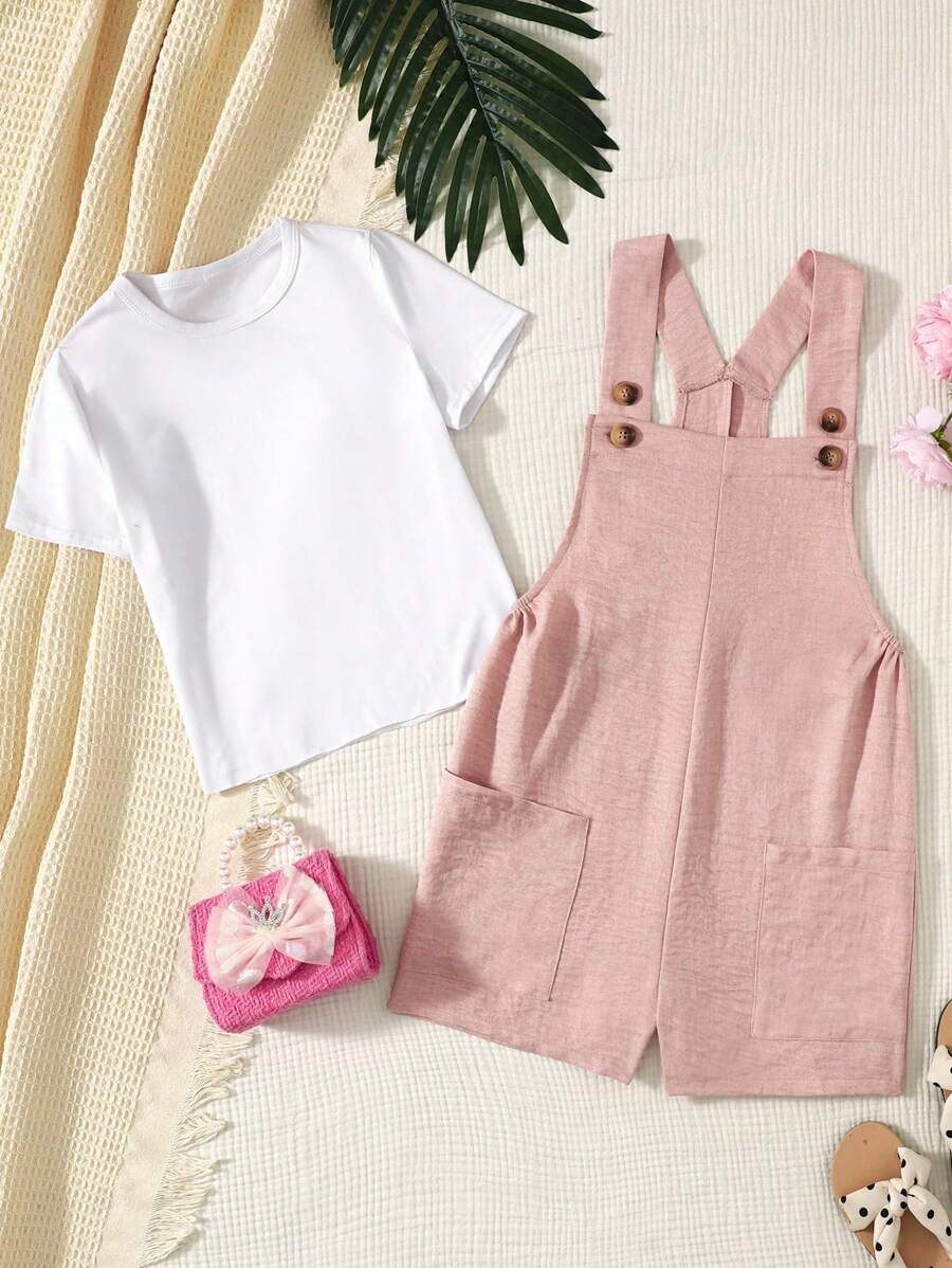 Mono informal minimalista con pierna abierta y nudos para niña preadolescente para uso diario