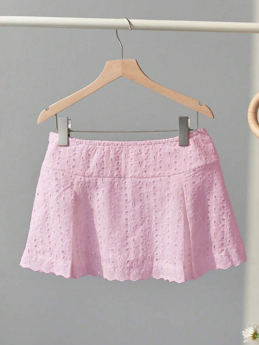 Sunnyshic Shorts primaverili/estivi chic e versatili in tessuto bianco a bassa vita con decorazioni in pizzo traforato e ricamati