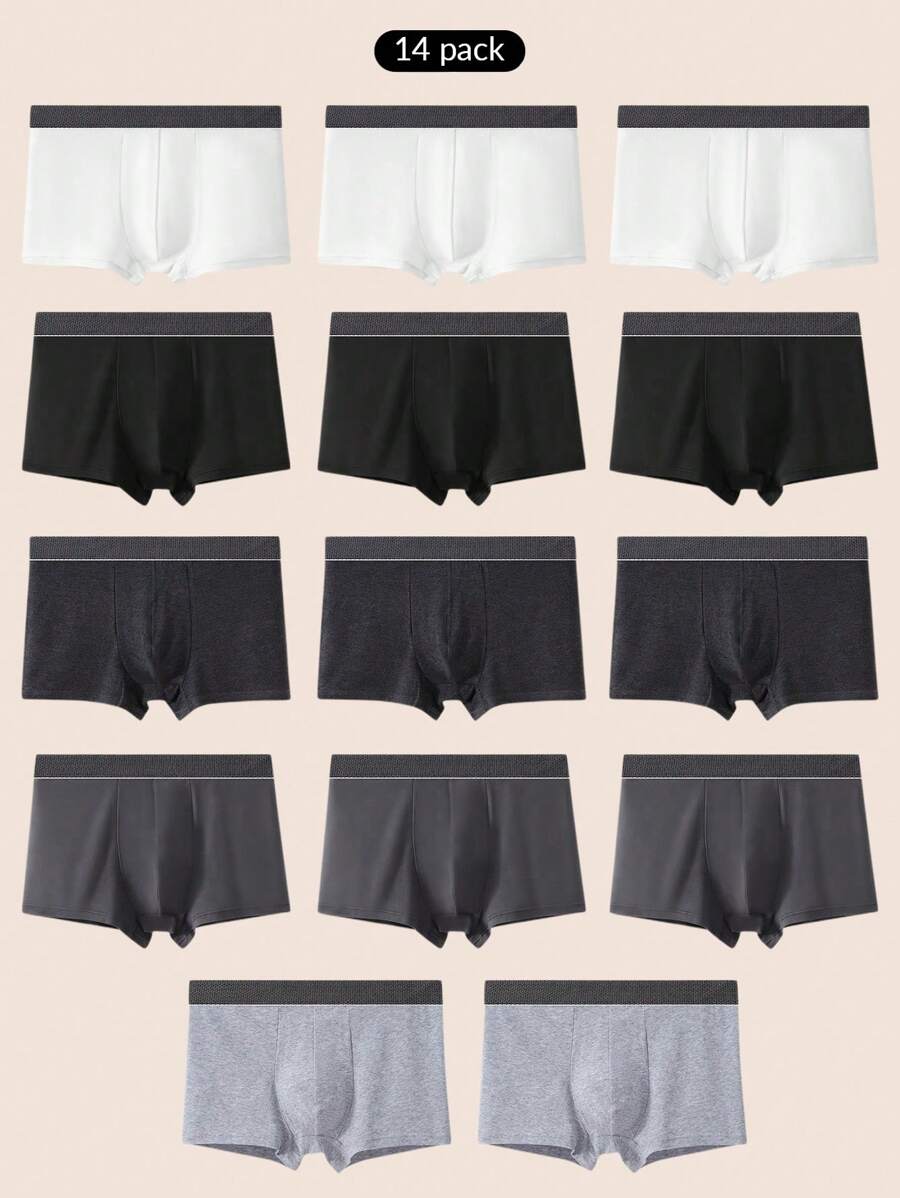 Manfinity Underwear&Sleepwear Basics 14 paires de boxers classiques de couleur unie pour hommes