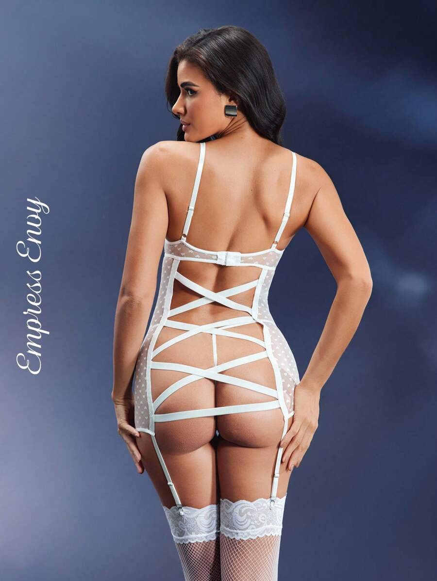 SHEIN Opulent Queen Vestido camisero transparente y con espalda cruzada sexy para mujer