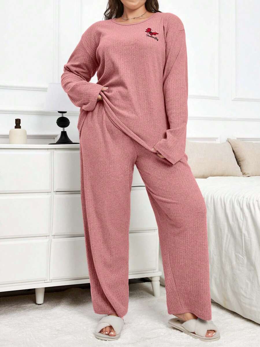 RueChic 100% katoen 2-delige pyjamaset met vlinderborduurwerk