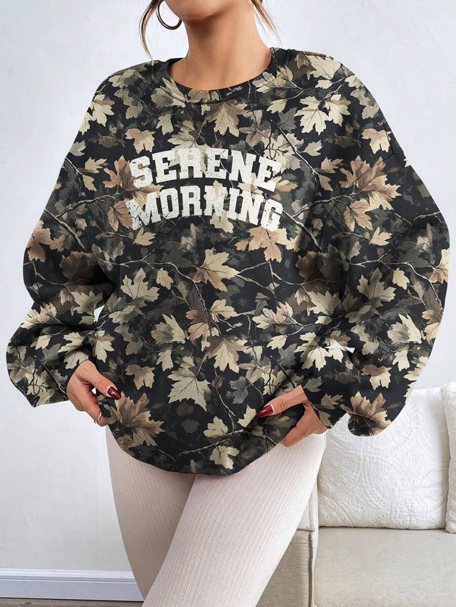 INAWLY Sudadera casual de mujer con cuello redondo y manga larga con estampado de letras