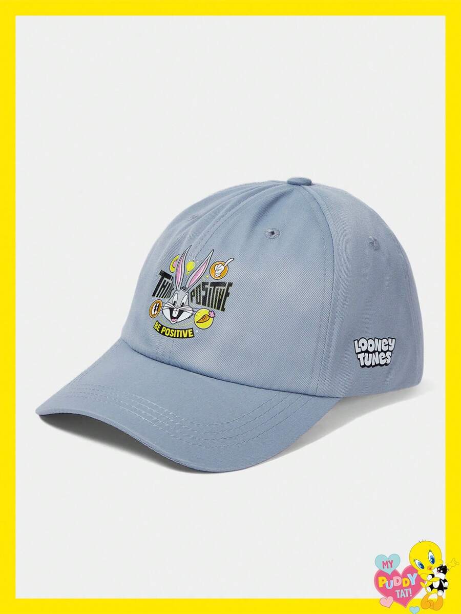 LOONEY TUNES X SHEIN Buchstaben & Comic Muster, blaue modische Baseballkappe