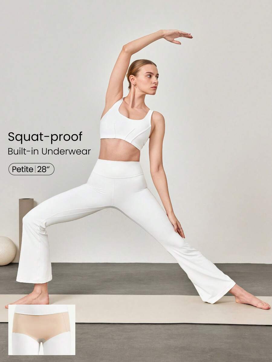 GLOWMODE 28" FeatherFit™ Mini Flare Leggings With Built-In Underwear Low Impact Yoga Daily