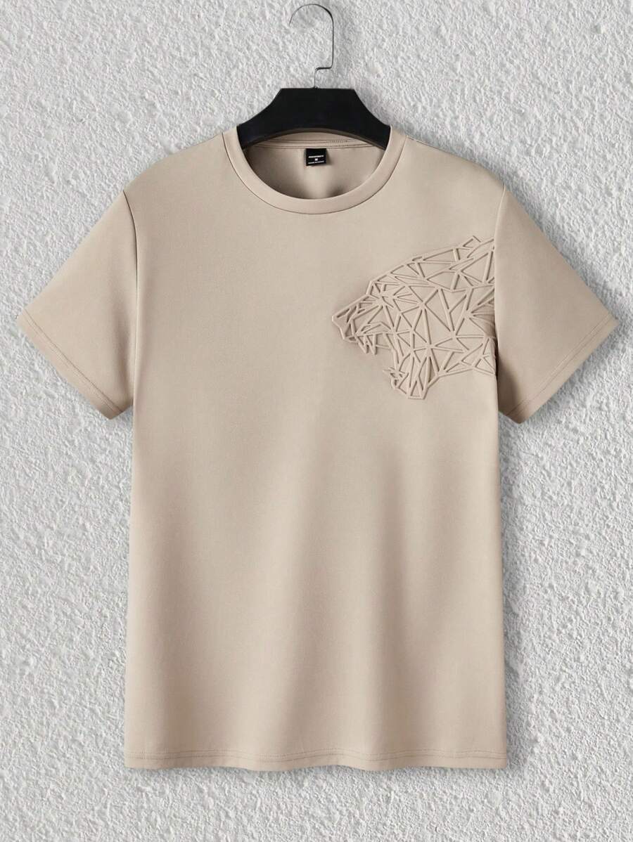 HIMLAND Men Round Neck Short Sleeve Tee Casual Plain T-Shirt, For Going Out, Boyfriend Gift