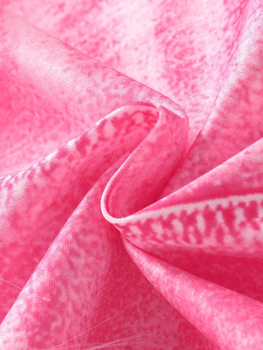 SHEIN Conjunto de 2 piezas para niña con parte superior de tirantes de cuello asimétrico de unicolor y falda de dobladillo difuso contrastante, adecuado para el verano