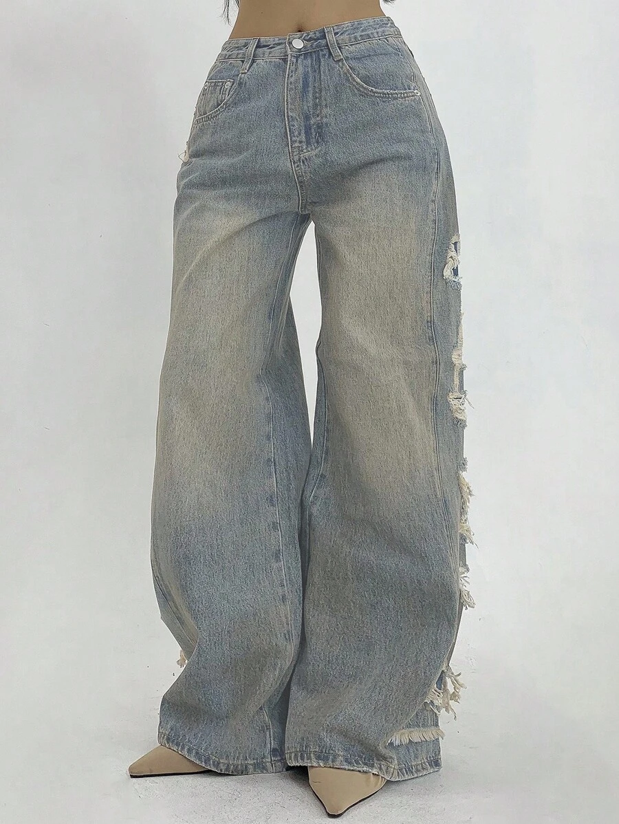 DAZY Jeans dritti con effetto vissuto per donne