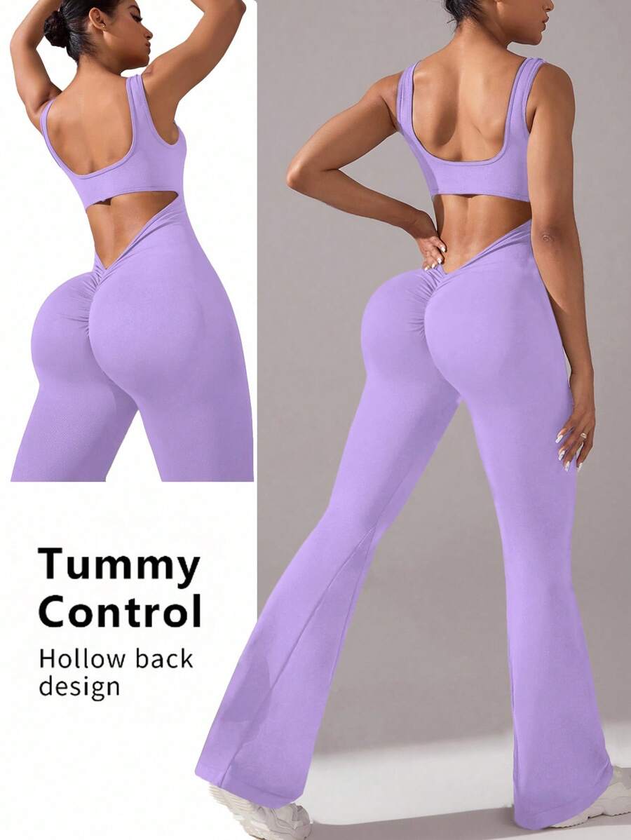 Yoga Basic Tuta yoga senza cuciture/Sexy schiena aperta/Vita a V profonda/Abbigliamento sportivo e casual