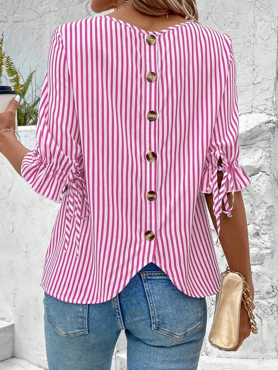 EMERY ROSE Camisa informal de botones a rayas para ir y venir de las mujeres