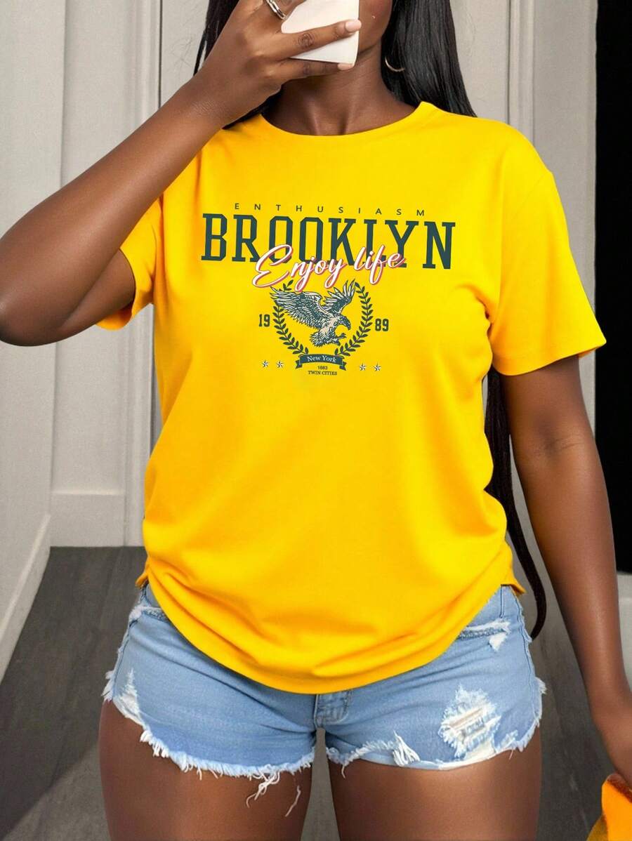 VaVaBold T-shirt décontracté à manches courtes slim-fit pour femme, vêtements de femme, t-shirt d'été pour femmes avec imprimé lettres moulant