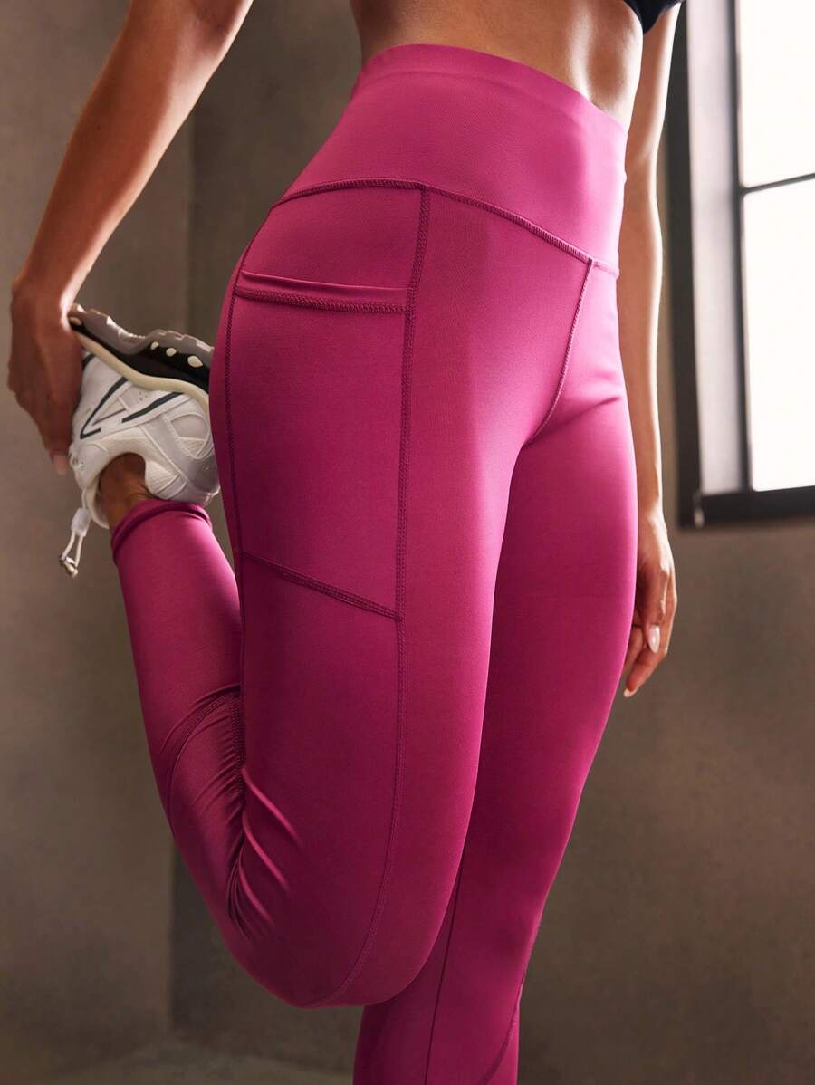POWERISTA Powerista Women's High Waisted Solid Color Pocketed Casual Fitness Leggings
