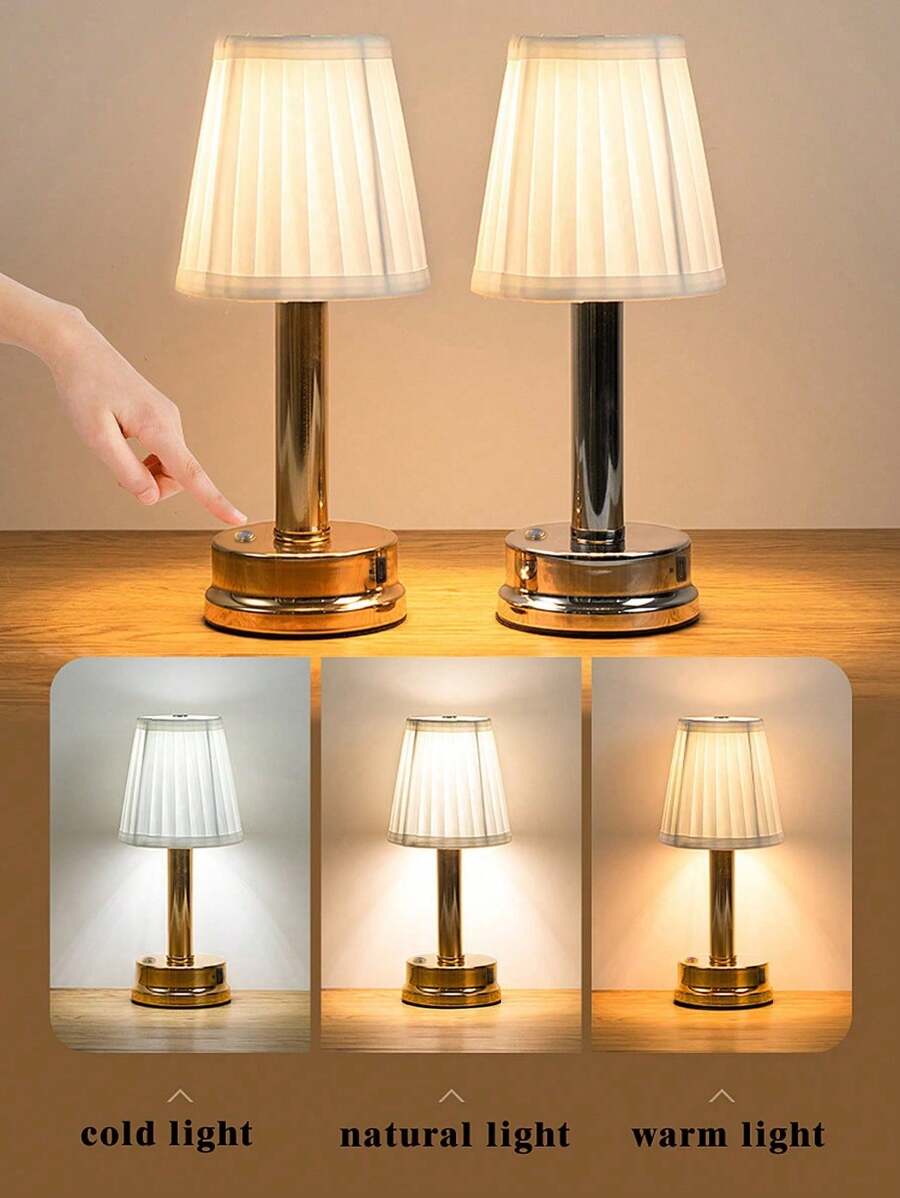 SHEIN 1 Stück USB aufladbare LED Stoff Schreibtischlampe, eingebauter 1800mAh wiederaufladbarer Akku für langanhaltenden Gebrauch, 3 Farbtemperatur-Modi, dimmbare Tischlampe für Terrasse, Büro, Schlafzimmer, Esszimmer, Outdoor Camping