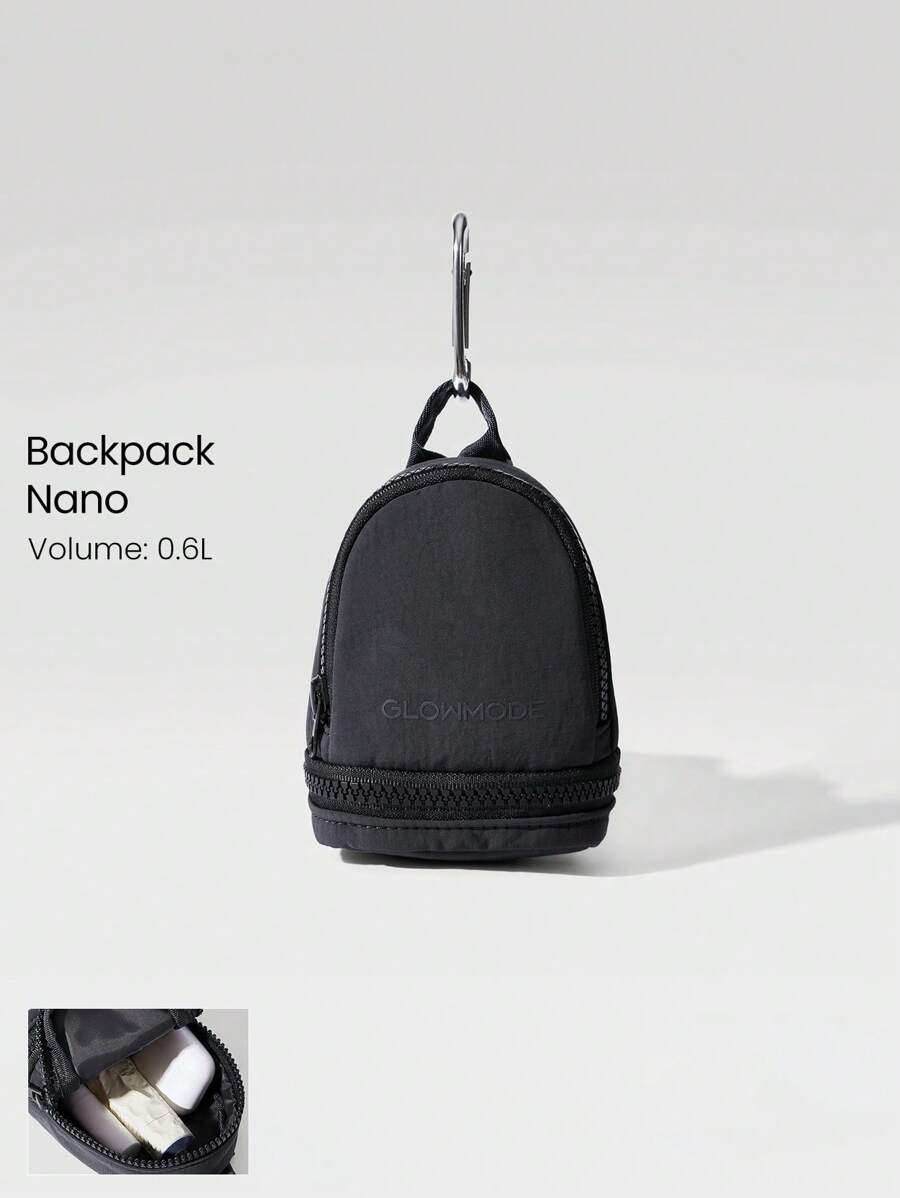 GLOWMODE 0.6L Matte Zipper Everywhere Zip Pocket Backpack Nano With Mental Clip Daily Casual Wear