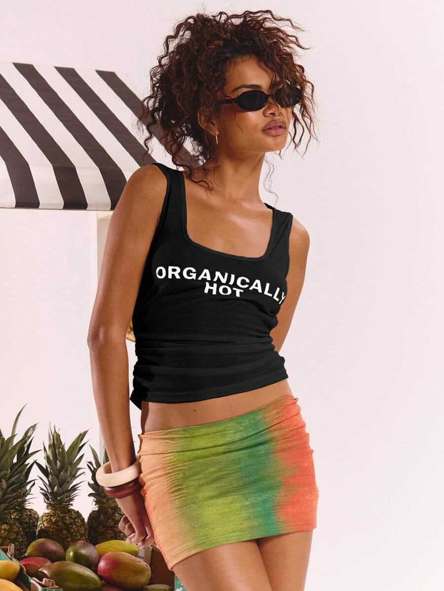 MUSERA Canottiera con scollo a barca e grafica con slogan, adatta per primavera, estate, Ibiza, vacanze, cute, festival, vacanza al mare, spiaggia, stile boho, top estivi da cowgirl per vacanza e festival