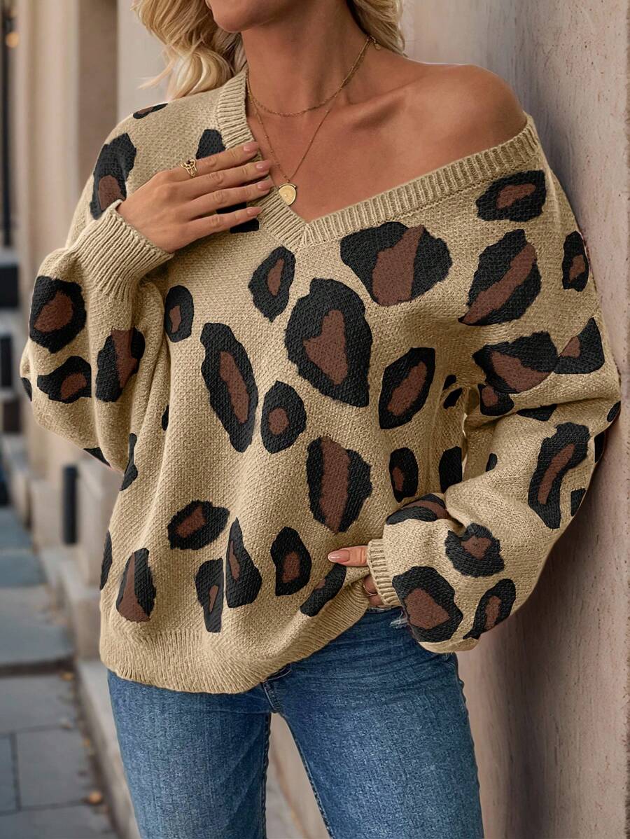 SHEIN Unity Herfst/Winter Dames Losse Asymmetrische Ronde Hals Gebreide Trui