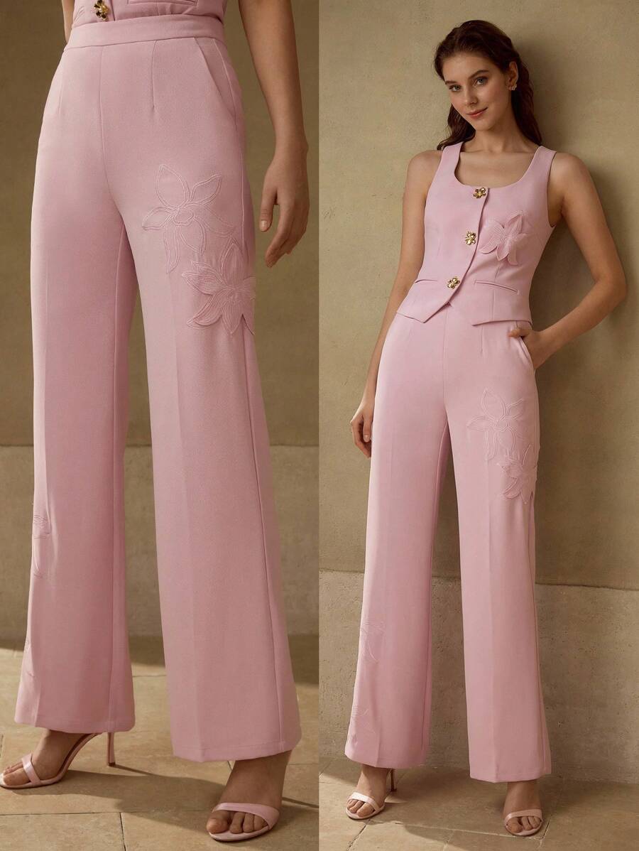MOTF PREMIUM PRESS CREASE EMBROIDERY PANTS