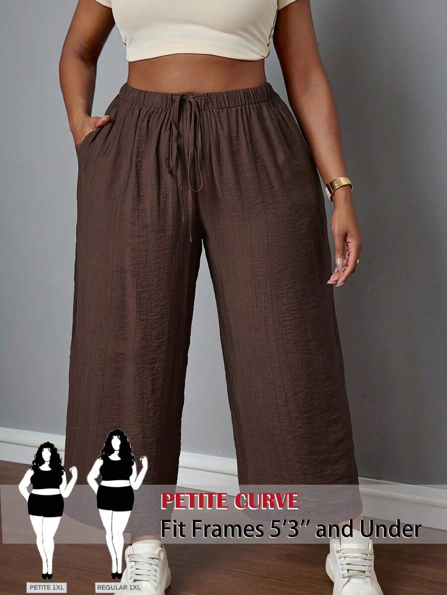 SHEIN PETITE CURVE Pantalones sueltos de unicolor casuales de talla grande