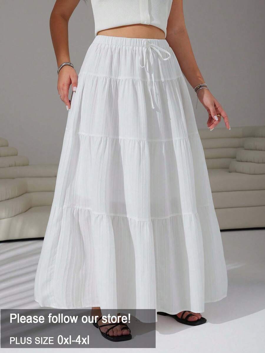 Solflare Falda larga blanca informal de talla grande, para primavera y otoño