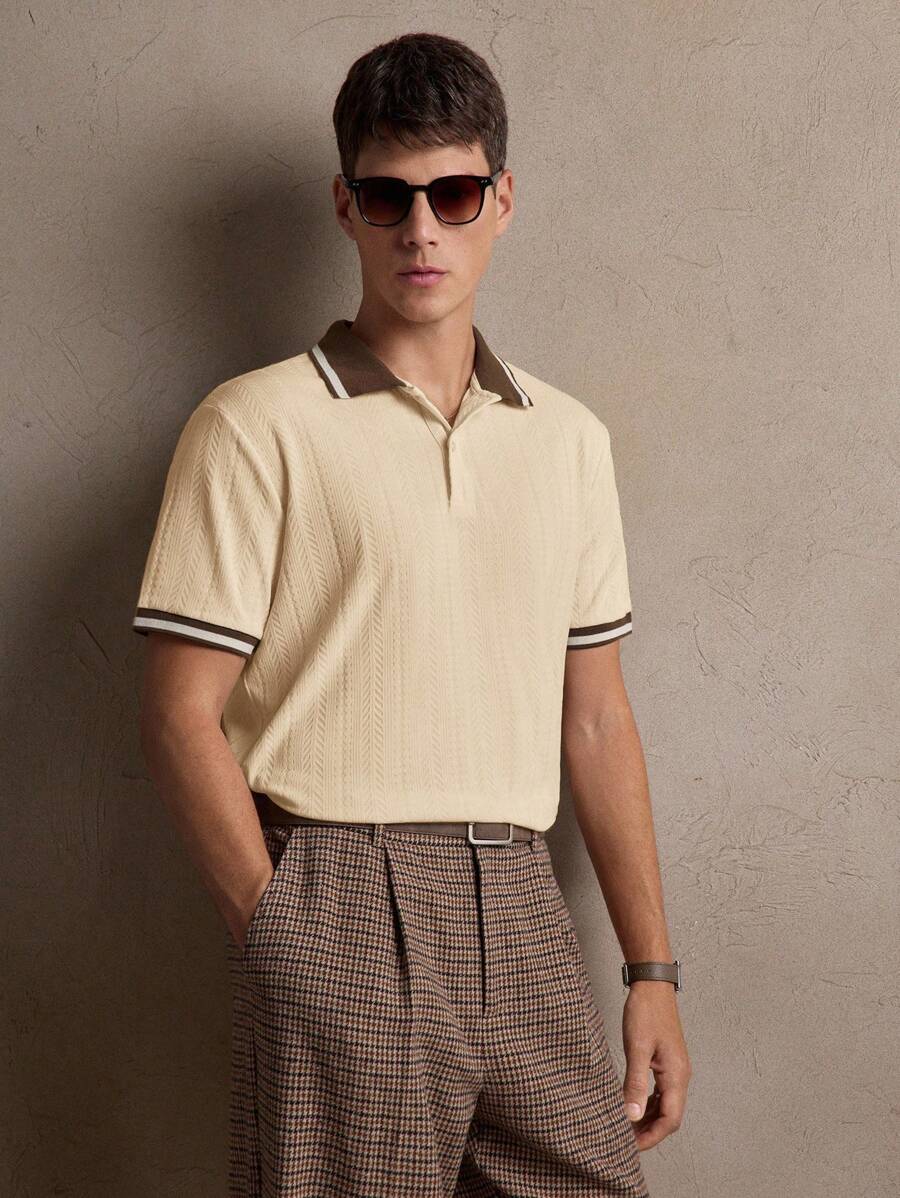 AKNOTIC Camisa polo de manga corta de ajuste ceñido con textura blanca "Old Money" de moda casual para hombre, adecuada para uso diario, ir al trabajo, primavera/verano, vacaciones, fiestas, bodas, parejas, regalo para novio, ropa de playa