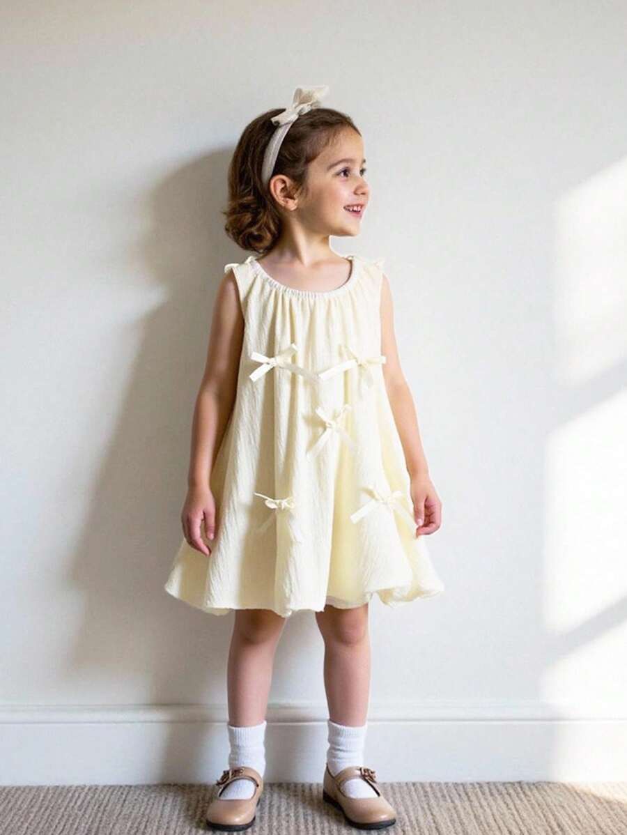 Souflis Souflis Baby Girl Infant Toddler 0-3 Years Old Casual Elegant Resort Aqua Blue Soft Tulle Bow Sleeveless Dress Bubble Dress