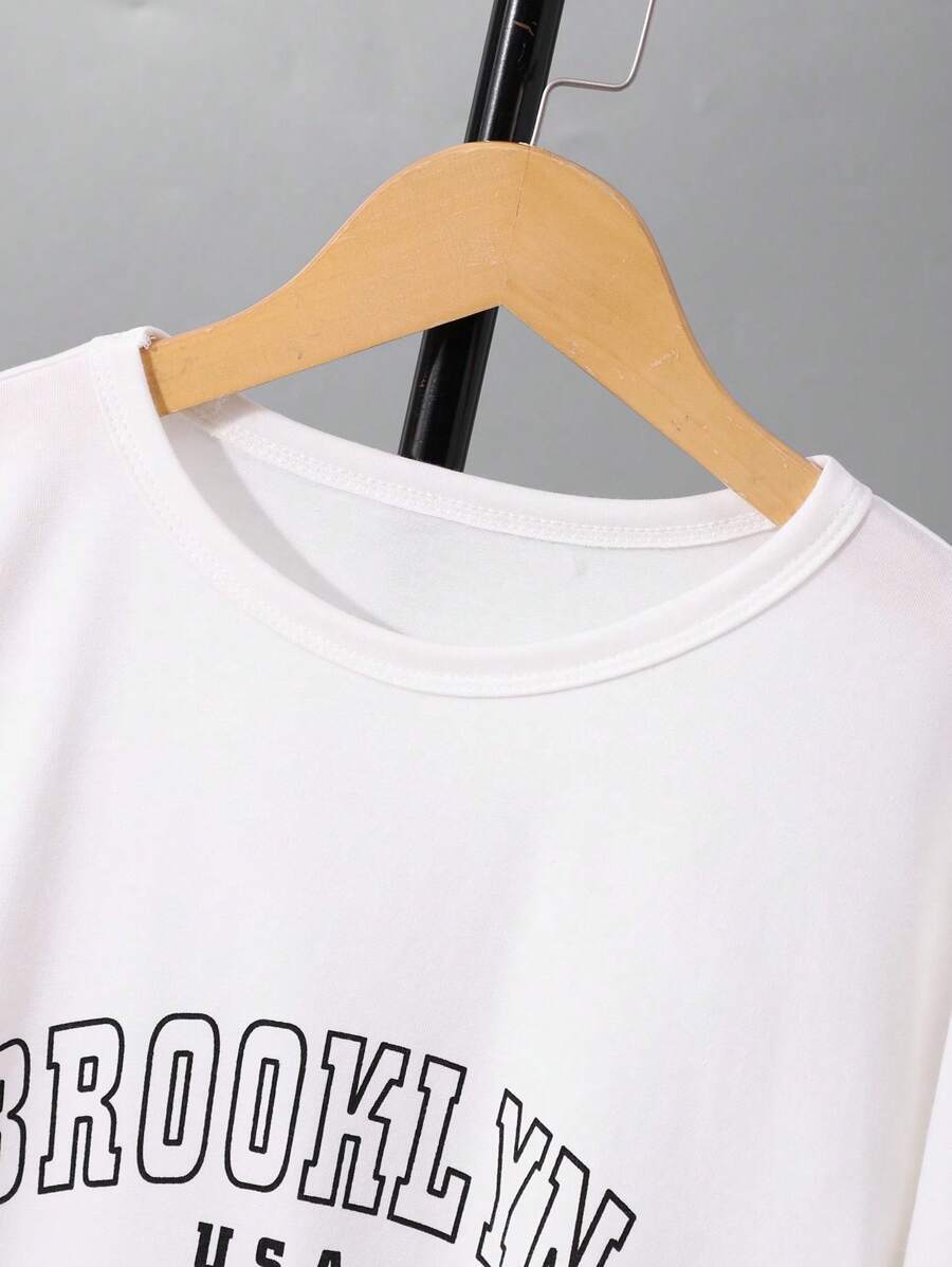 SHEIN Conjunto de 3 piezas para niño preadolescente: Chaleco de utilidad de verano + Camiseta de cuello redondo con estampado de letra + Pantalón de carga de utilidad