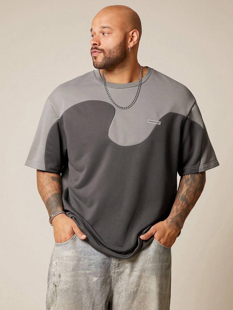 EASEVO Camiseta de punto de manga corta con bloques de color informal para hombre talla grande, adecuada para el verano