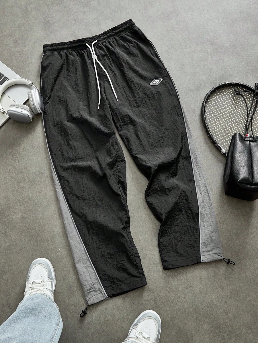 Sport MetroGents Men's Letter Print Drawstring Waist Contrast Color Active Pants Fall Breathable