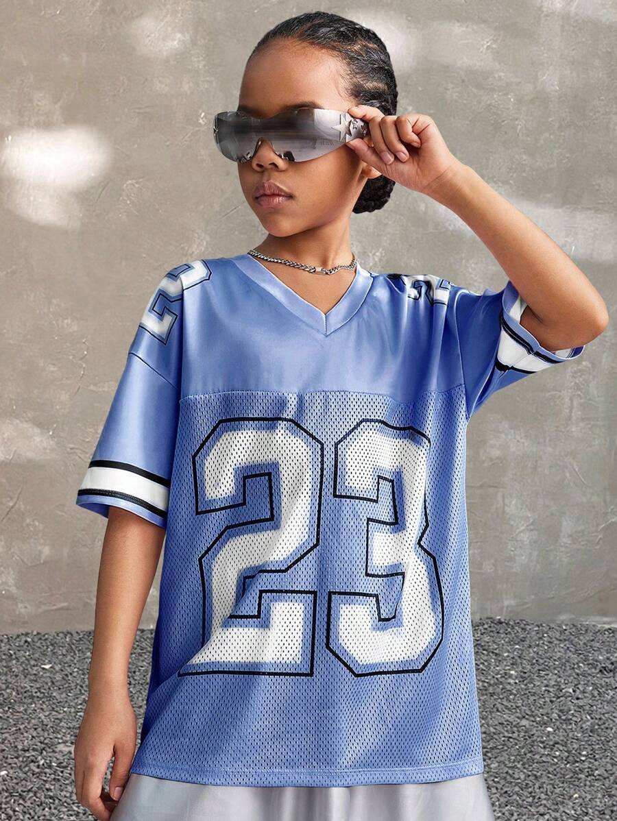 Coolane Kids Camiseta deportiva de manga corta con parche de malla para niñas preadolescentes en primavera/verano