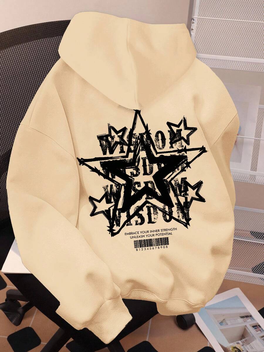 Teen Girls Casual Pattern Long Sleeve Hooded Thick Sweatshirt, Suitable For Autumn/Winter