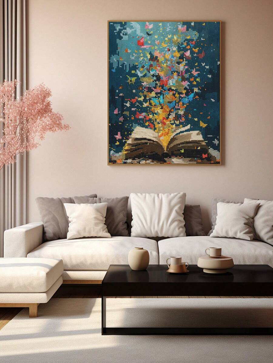SHEIN 5D DIY Mosaic Diamond Painting Beautiful Scenery From Books Diamond Art Kit Mosaic Home Landscape Wall Decoration, Gift For Friends For Christmas, Halloween, Thanksgiving, Halloween Decor, Back To School,