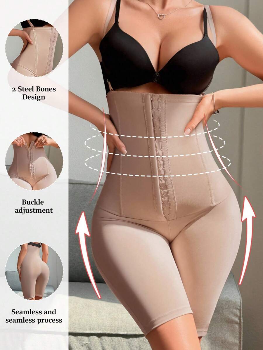 SHEIN Pantalones de mujer con control de estómago de alta elasticidad con cierre de botón delantero
