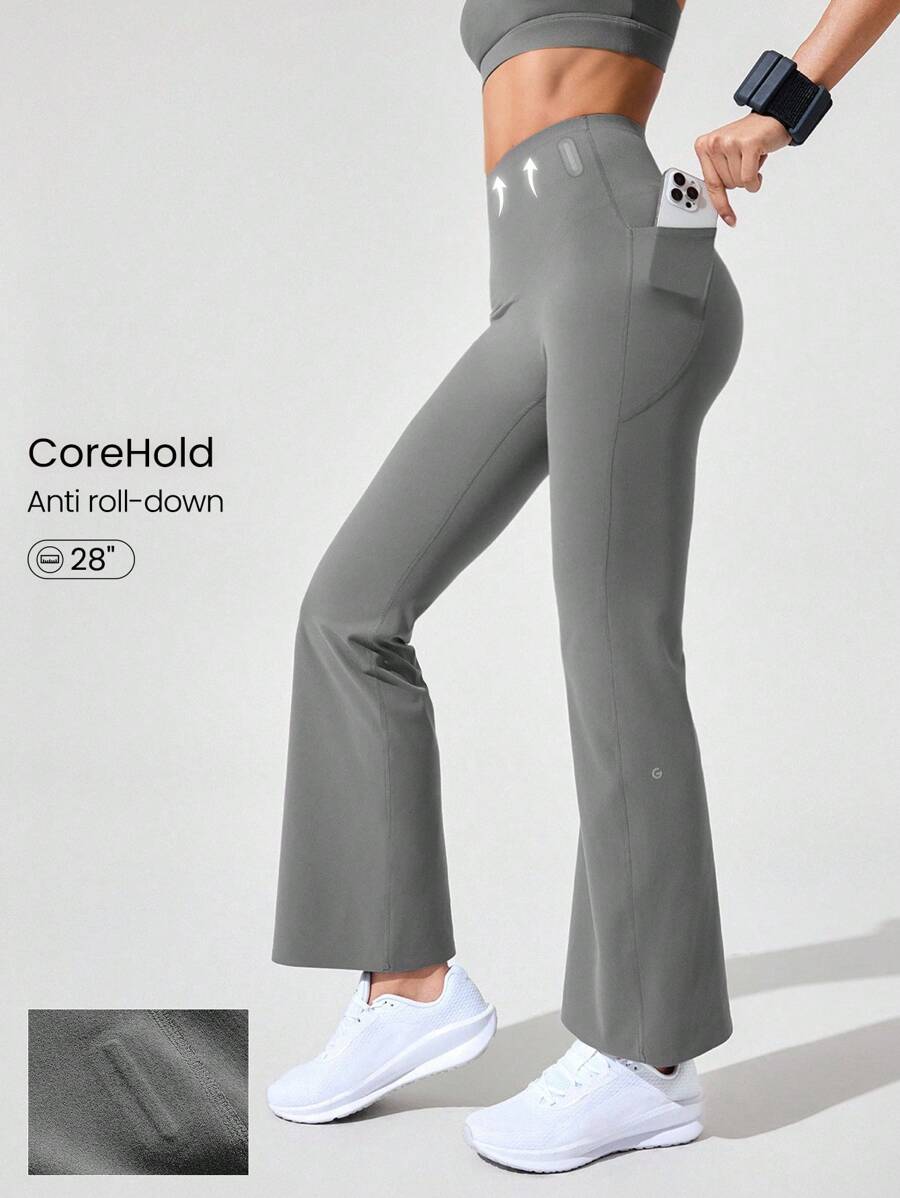 GLOWMODE 28" CoreHold FeatherFit™-Sculpt Weit & Flexibel Rutschfester Sitz Korselett Bauchkontrolle Nahtlos Weite Leggings Mit Seitentaschen Mittlere Belastbarkeit Workout Joggen Fitness Training