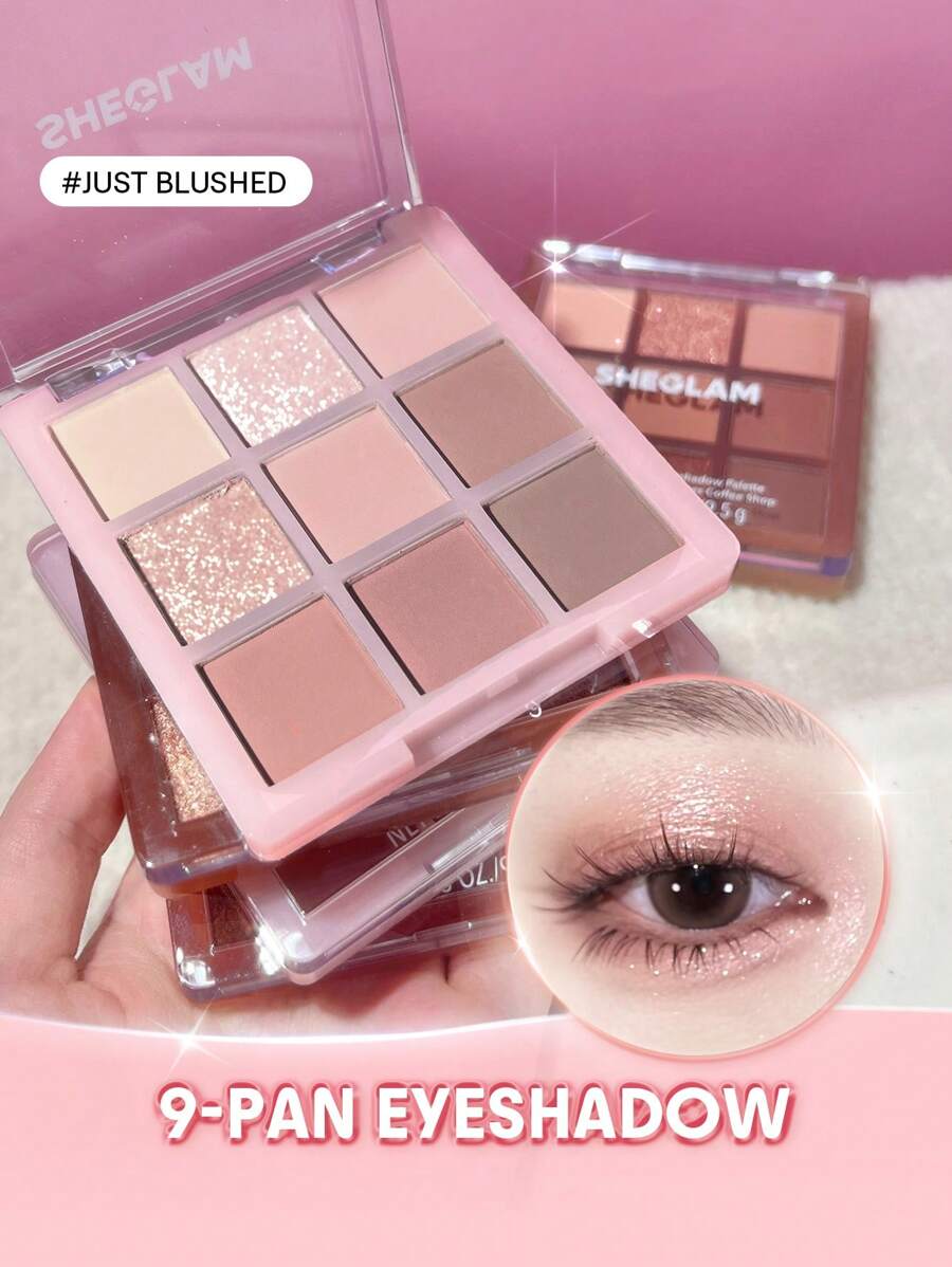SHEGLAM Just Blushed 9-Pan Eyeshadow Palette Graduation Birthday Holiday Summer Fall Autumn Y2K Fancy Fashion Women Makeup Cosmetic Party Beach Travel Camping Outdoors School Campus Trip Festivals Decor Gift Present Rose Girl Cosplay Best Color Charm Vibe