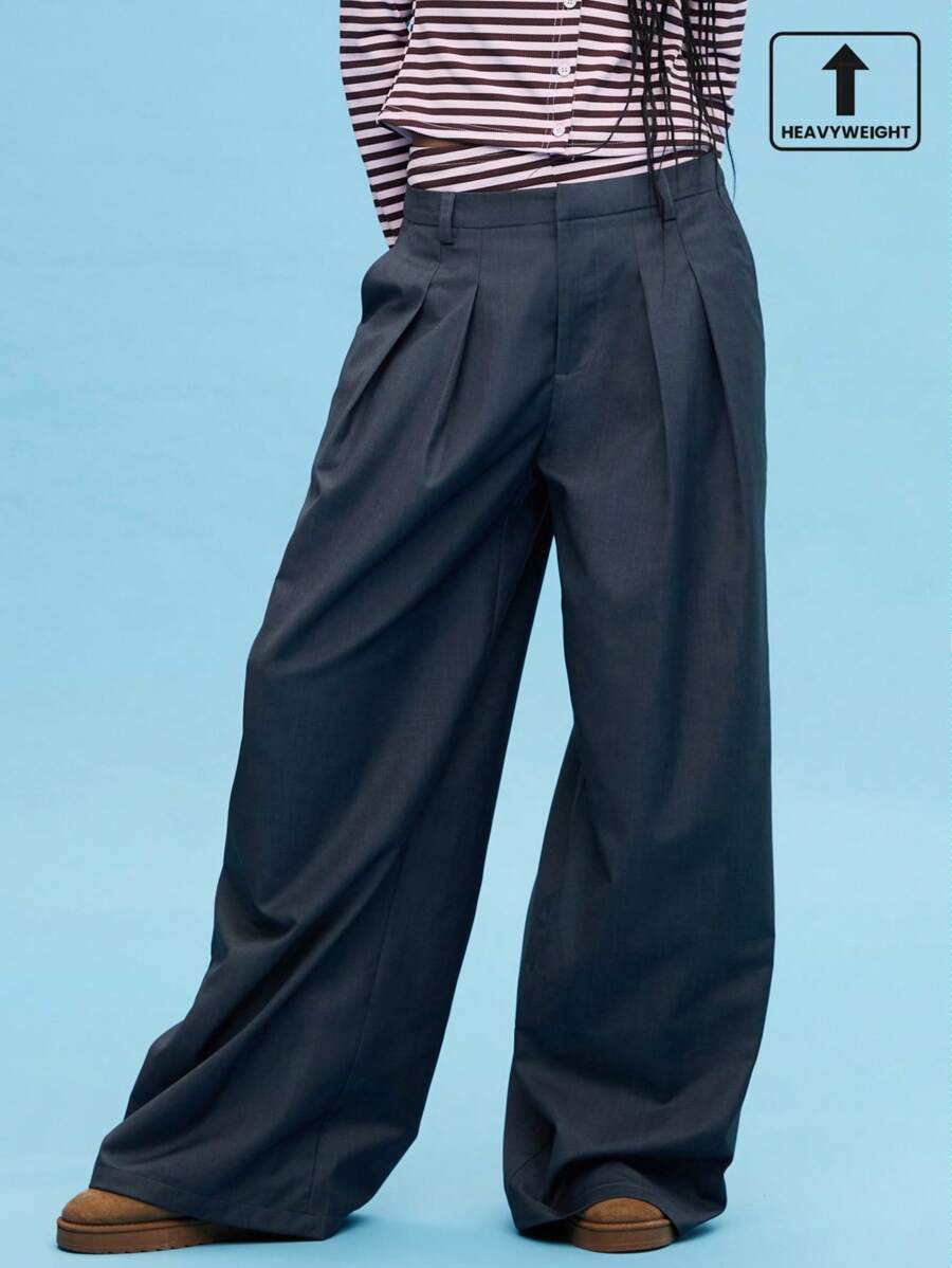COUREZ Low Waist Wide Leg Trousers Y2K Vintage