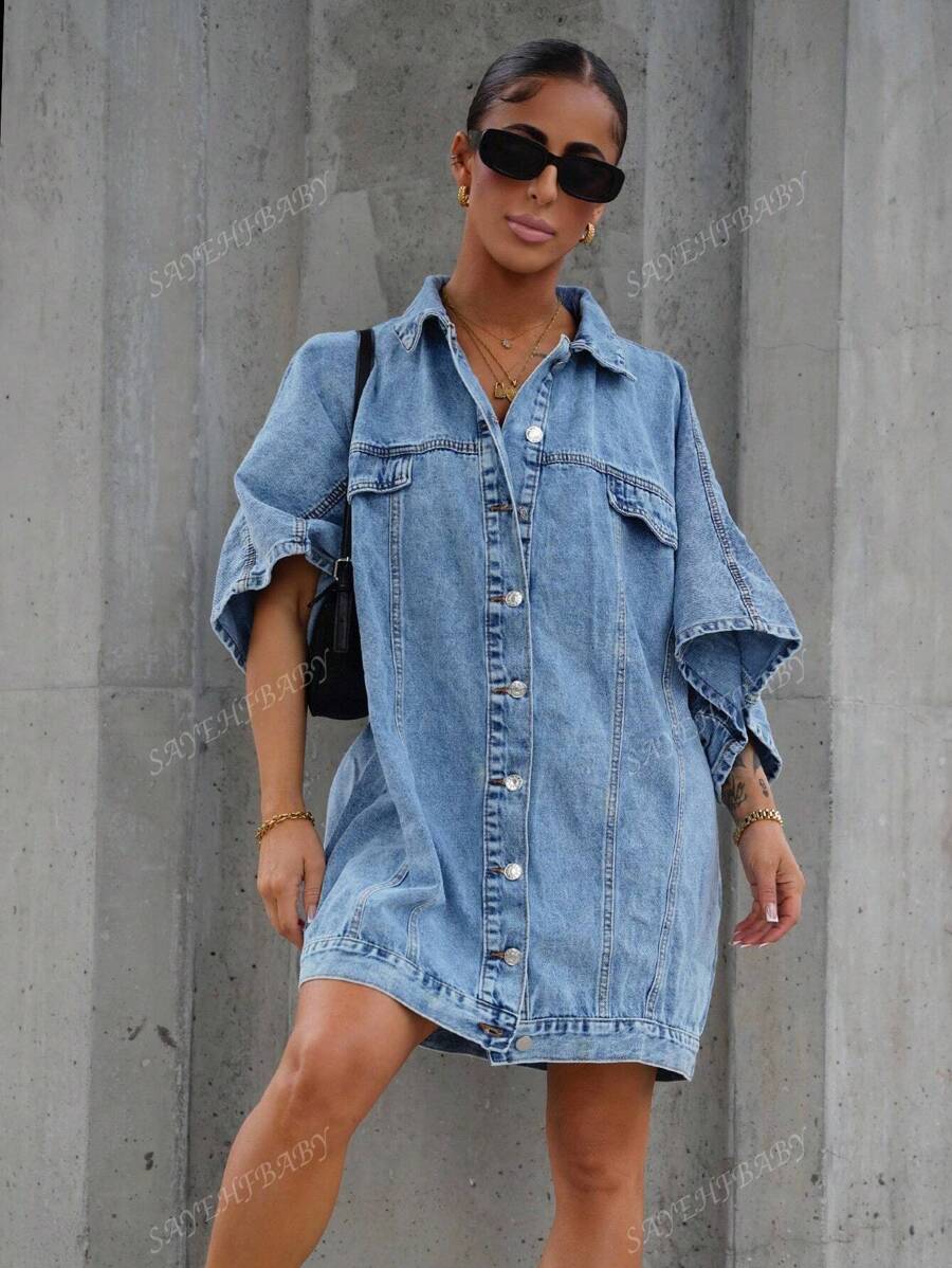 SAYEHFBABY Robe en jean casual pour femme pour les voyages en extérieur