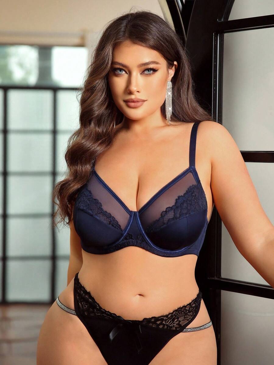 Seduluxe Spitze & Mesh Kombination, gute Form und Halt, Große Größen BH & BH ohne Bügel