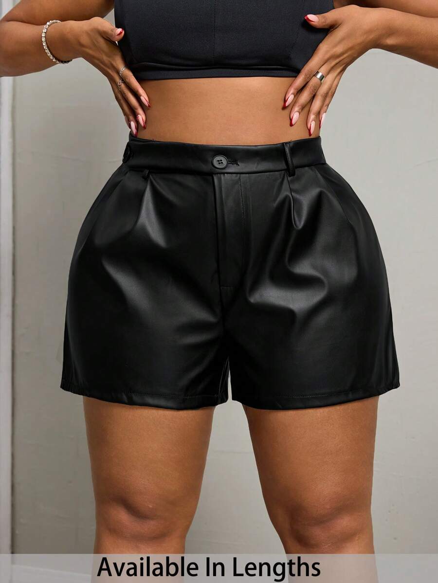 SHEIN PETITE CURVE Pantalones cortos elegantes y casuales para tallas grandes, para primavera/verano