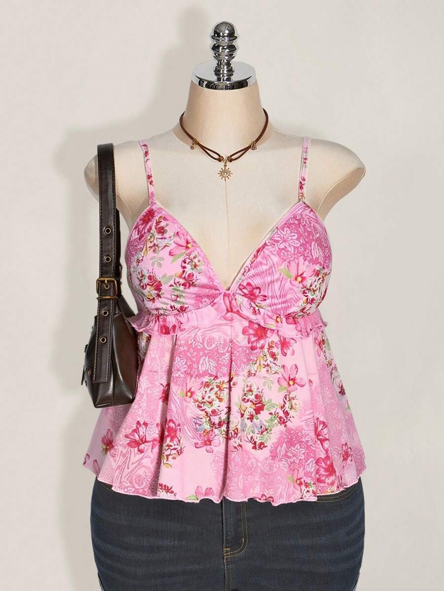 SHEIN ICON Camiseta de tallas grandes con estampado de paisley en malla, adecuada para el verano y las vacaciones