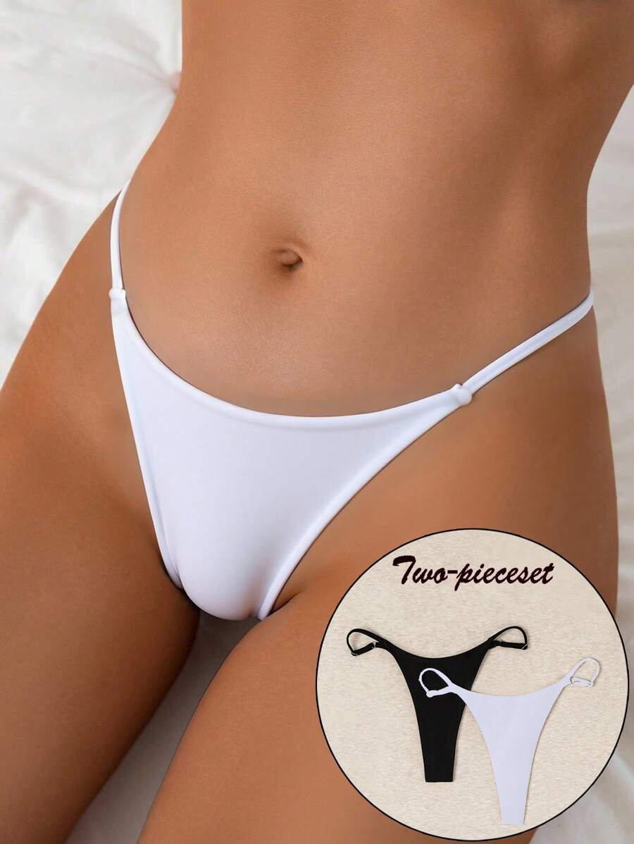 SHEIN Swim 2 pezzi Pezzo sotto bikini con laccetti regolabili e arricciature laterali, colore unito, adatto per spiaggia e vacanze estive per donne